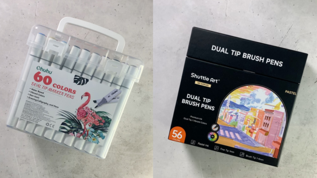 Ohuhu 60 Water-Based Markers vs Shuttle Art 56 Pastel Brush Pens